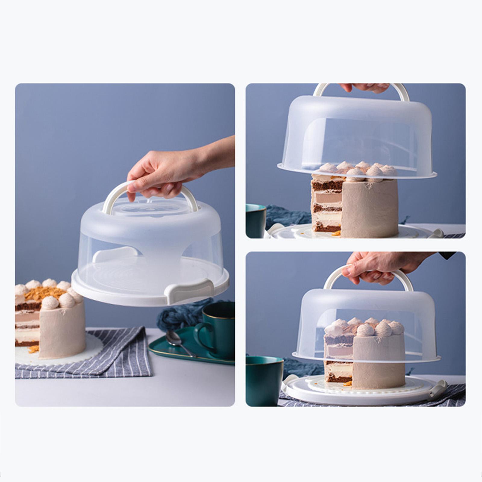Portable Round Cake Carrier Transparent Cupcake Delivery Box for Dessert