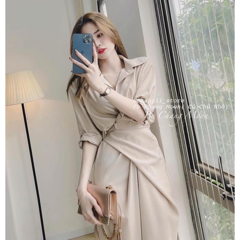 VÁY MANGO CHÉO VẠT ĐAI EO 2 MÀU