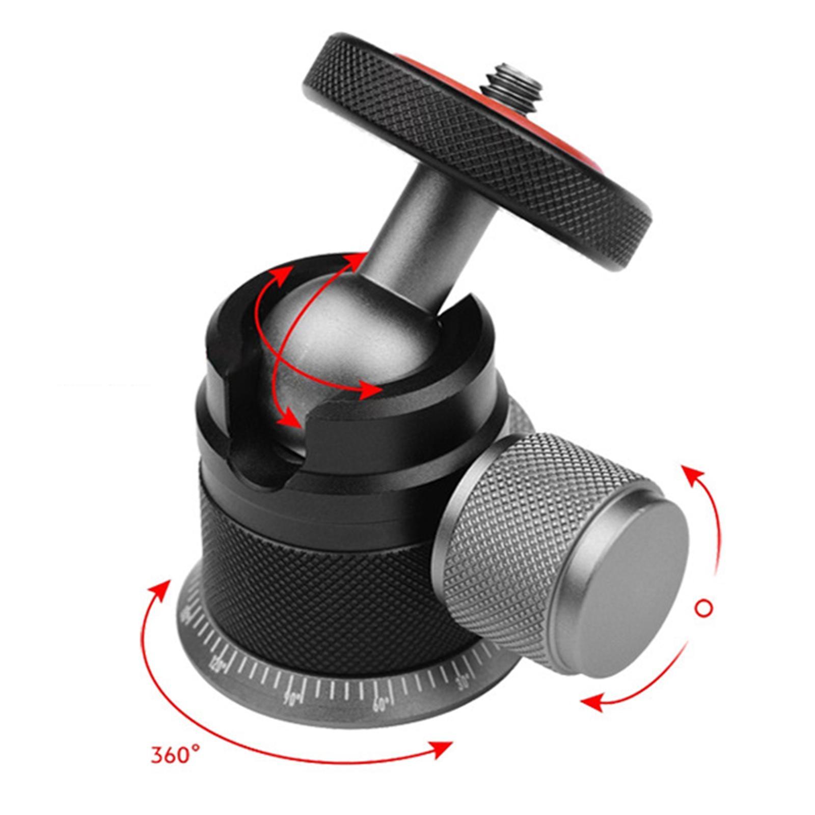 Mini Ball Head with 1/4" Screw 360° Pan Adapter for Monopod Light Stand DSLR