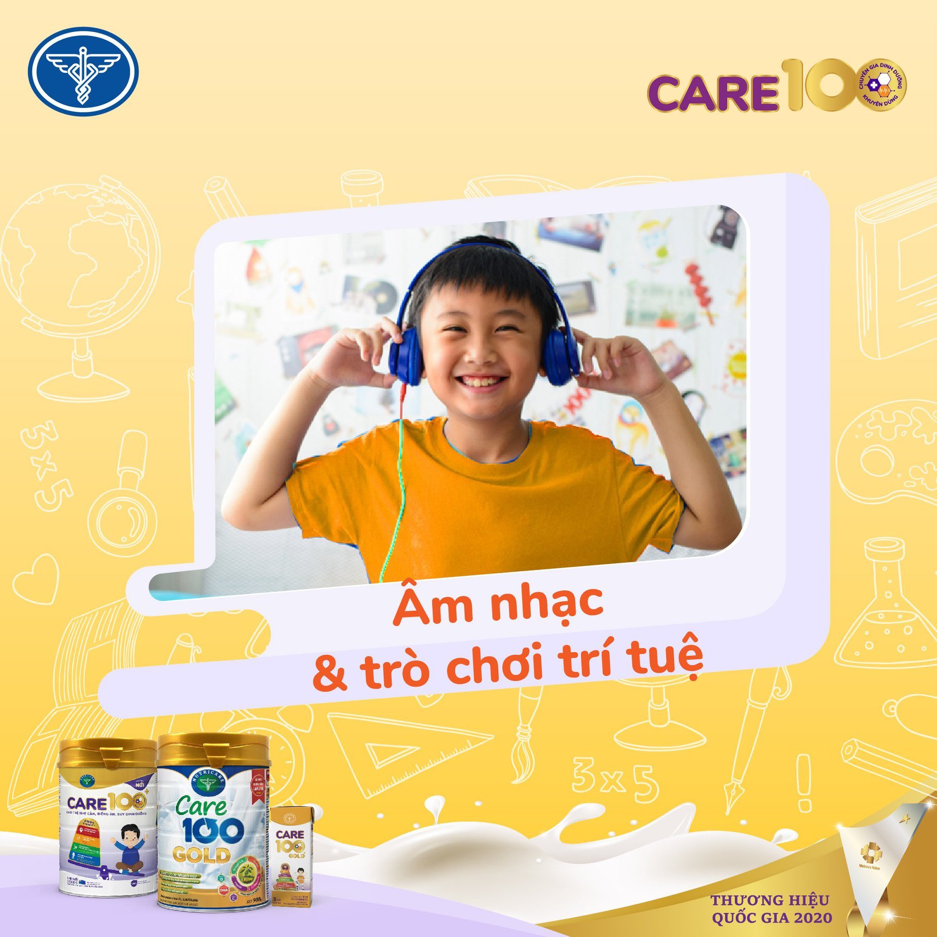 Sữa bột tốt cho bé Care 100 GOLD dành cho trẻ thấp còi, biếng ăn