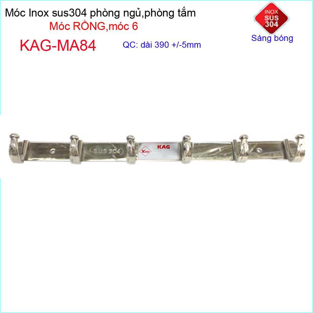 Móc rồng treo quần áo inox 304 cao cấp dày, móc 6 móc treo đồ nhà tắm KAG-MA84