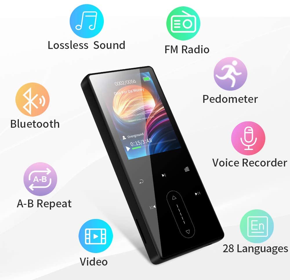 Máy Nghe Nhạc Ruizu D22 Lossless Bluetooth 4.1, Ghi Âm 3m, Loa Ngoài - Hàng chính hãng