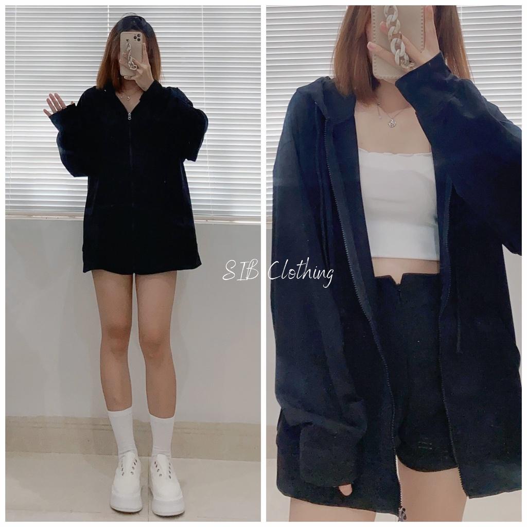 Hoodie zip SIB Clothing áo khoác form rộng có nón trơn SIB027