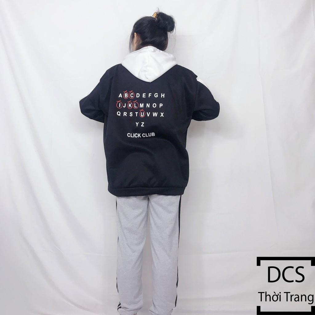 Áo Nỉ CLICK Đen Phối Tay trắng