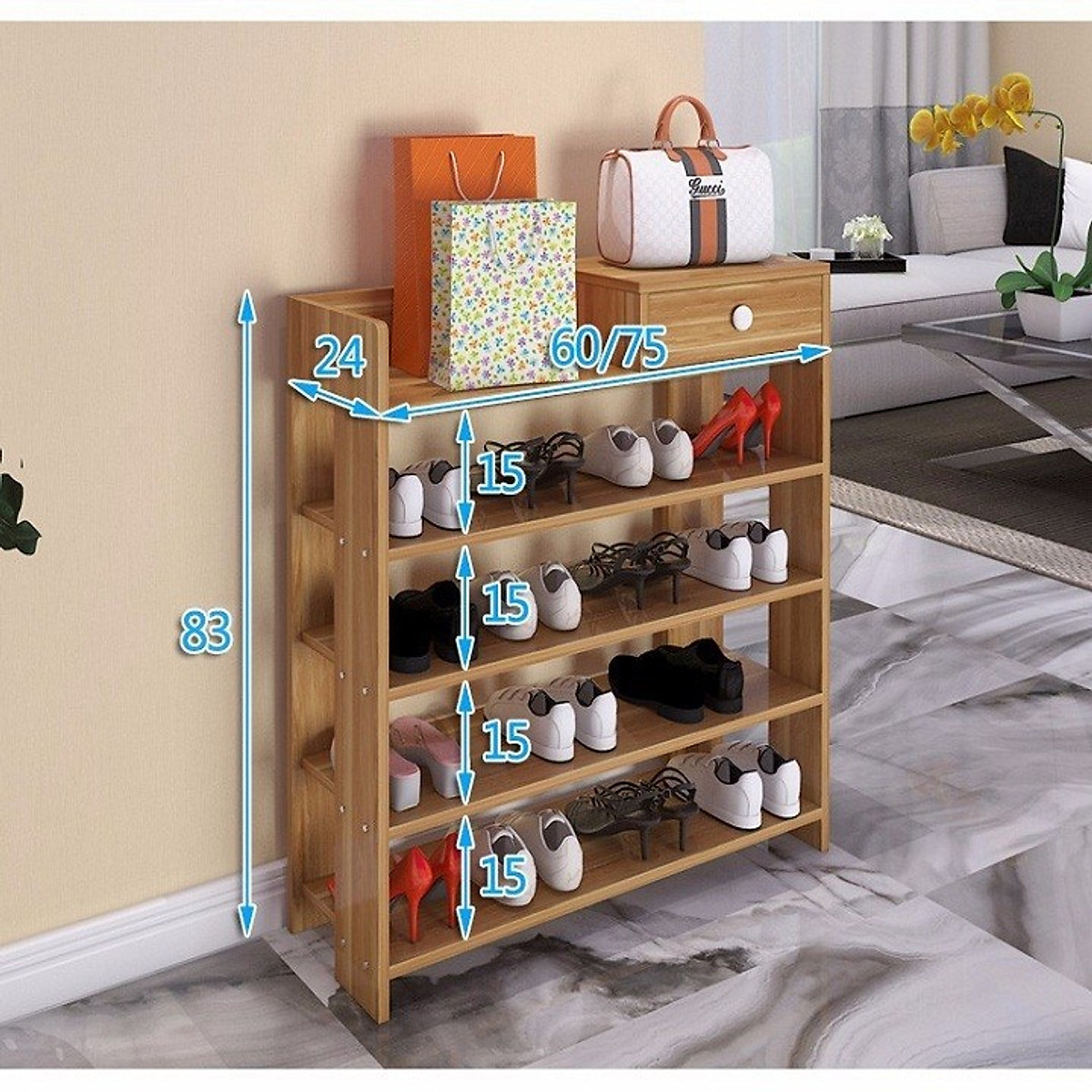 Kệ để Giày Dép 5 Tầng Bằng Gỗ