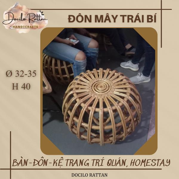 Bàn-Đôn Mây Bí Tròn Trang trí nhà cửa, quán, homestay