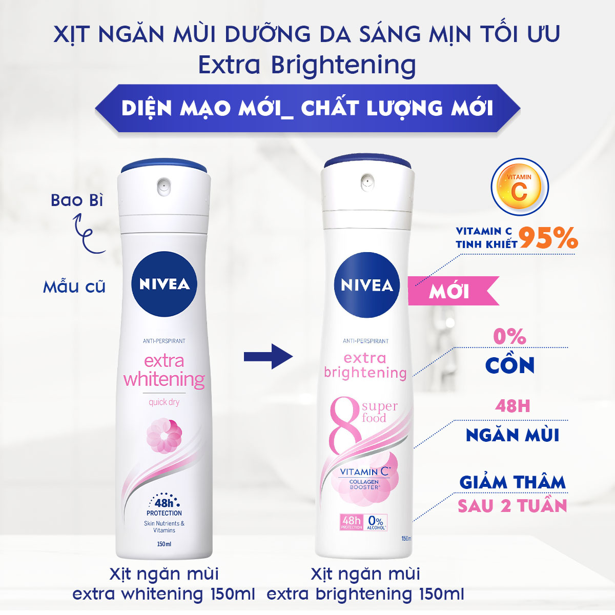 Xịt Khử Mùi Nữ NIVEA Extra Whitening 150ml - 82967