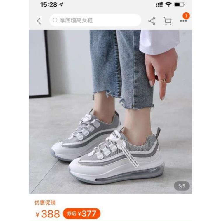 Giày Sneakers Nữ, Giày Thể Thao Nữ Độn Đế cao 3-4 Cm Chất Hàng Êm Mềm