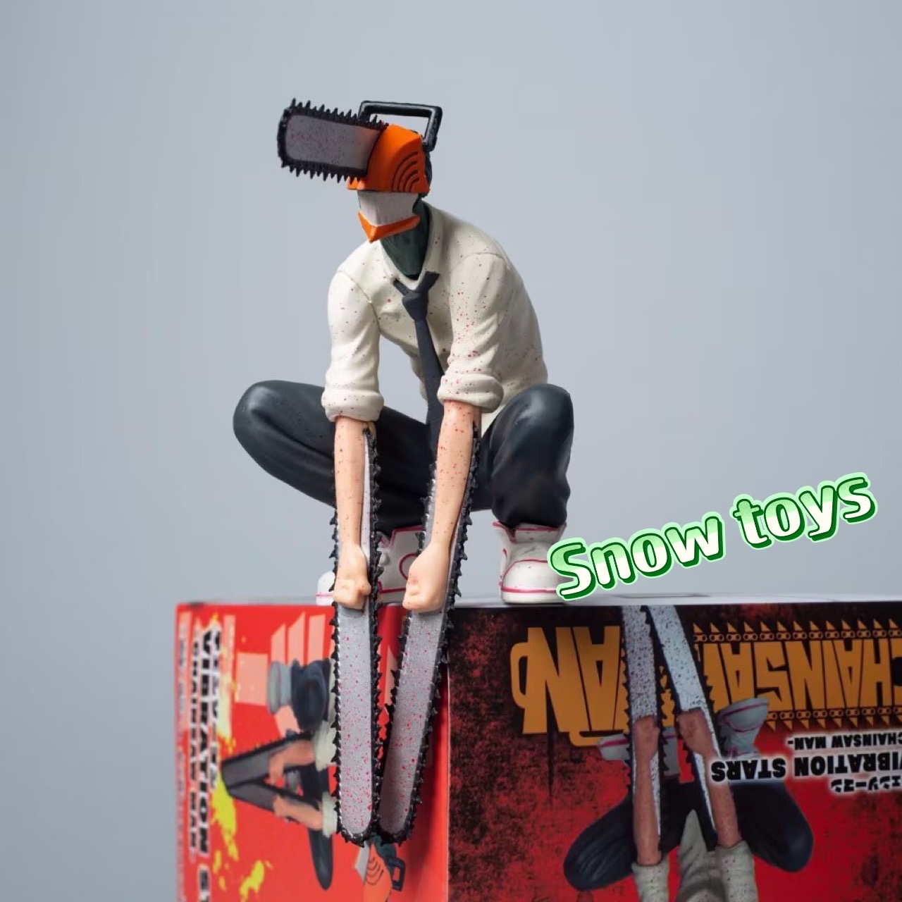 Mô hình Chainsaw Man - Nhân vật Denji hóa Quỷ cưa máy ngồi siêu ngầu - Kích thước Denji Cao 16cm - Fullbox Chainsaw man