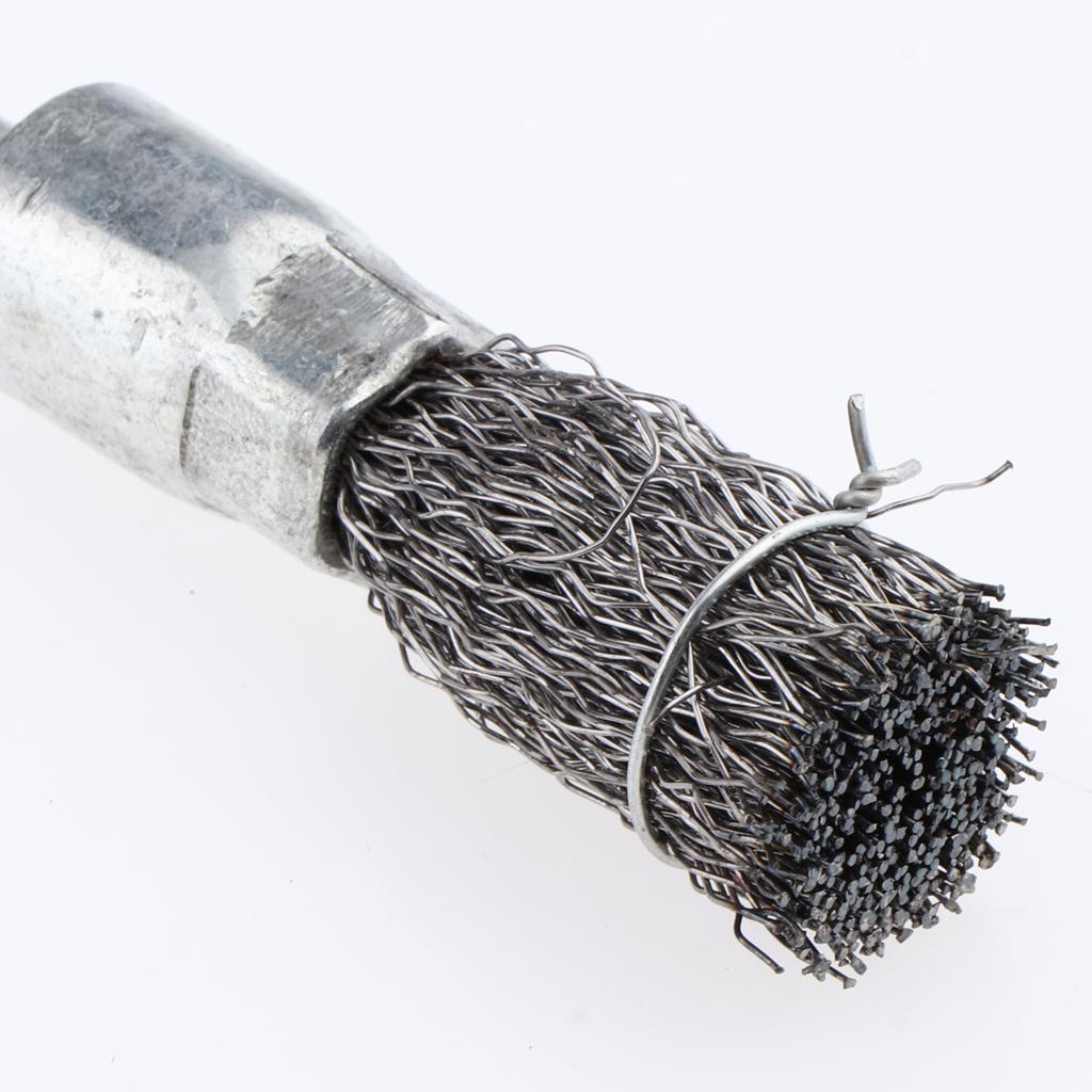 2pcs 6mm Shank Pen Wire Brush Polishing Wire Brush Metal Surface Cleaning