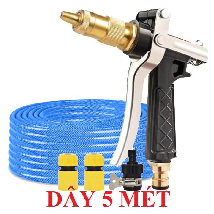 Bộ dây vòi xịt nước rửa xe,tưới cây . tăng áp 3 lần,loại 3m,5m 206236 đầu đồng,cút,nối nhựa đen+ tặng móc khoá TL