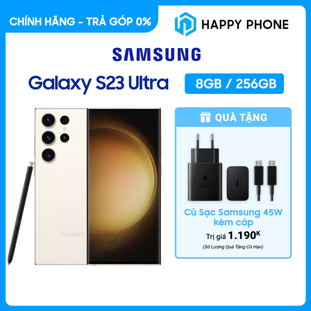 Điện thoại Samsung Galaxy S23 Ultra 5G 8GB/256GB - Hàng chính hãng - ĐÃ KÍCH HOẠT BẢO HÀNH ĐIỆN TỬ