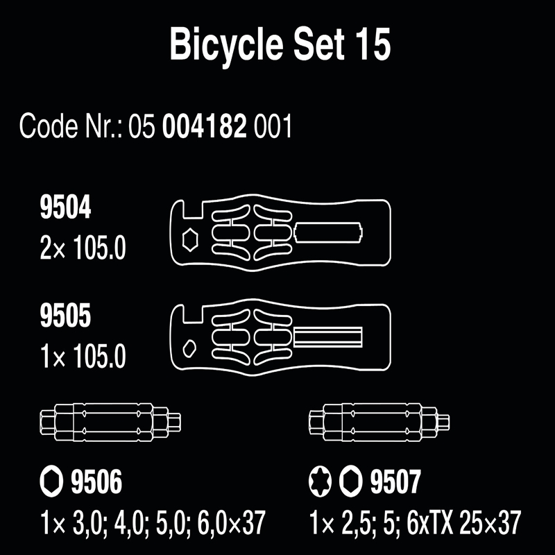 Bộ dụng cụ sửa xe đạp Wera 05004182001 Bicycle Set 15 gồm 5 cái