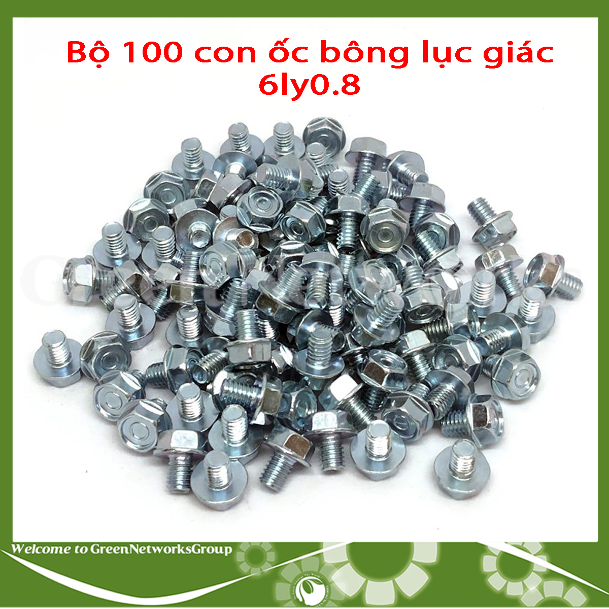 Bộ 100 ốc bông lục giác 6ly 0.8 Green Networks Group