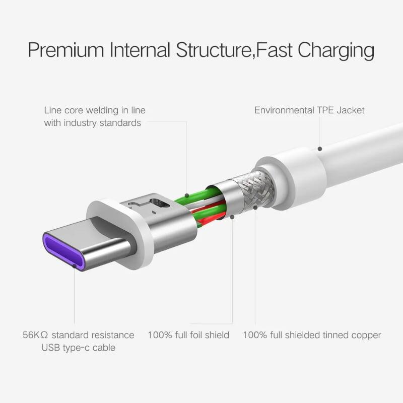 Ugreen UG40888US253TK 1M 5A màu Trắng Dây USB sang USB Type-C vỏ ABS - HÀNG CHÍNH HÃNG