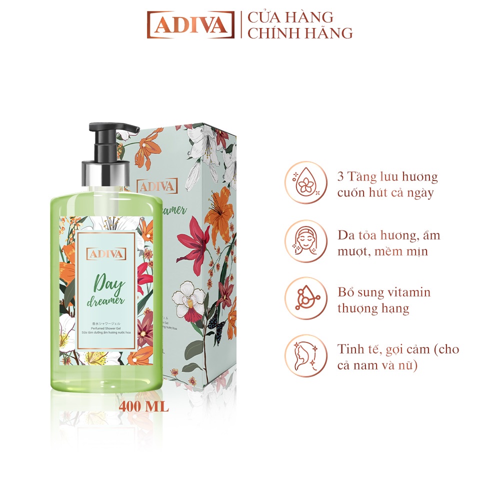 Sữa Tắm Dưỡng Ẩm Hương Nước Hoa ADIVA Day Dreamer 400ml