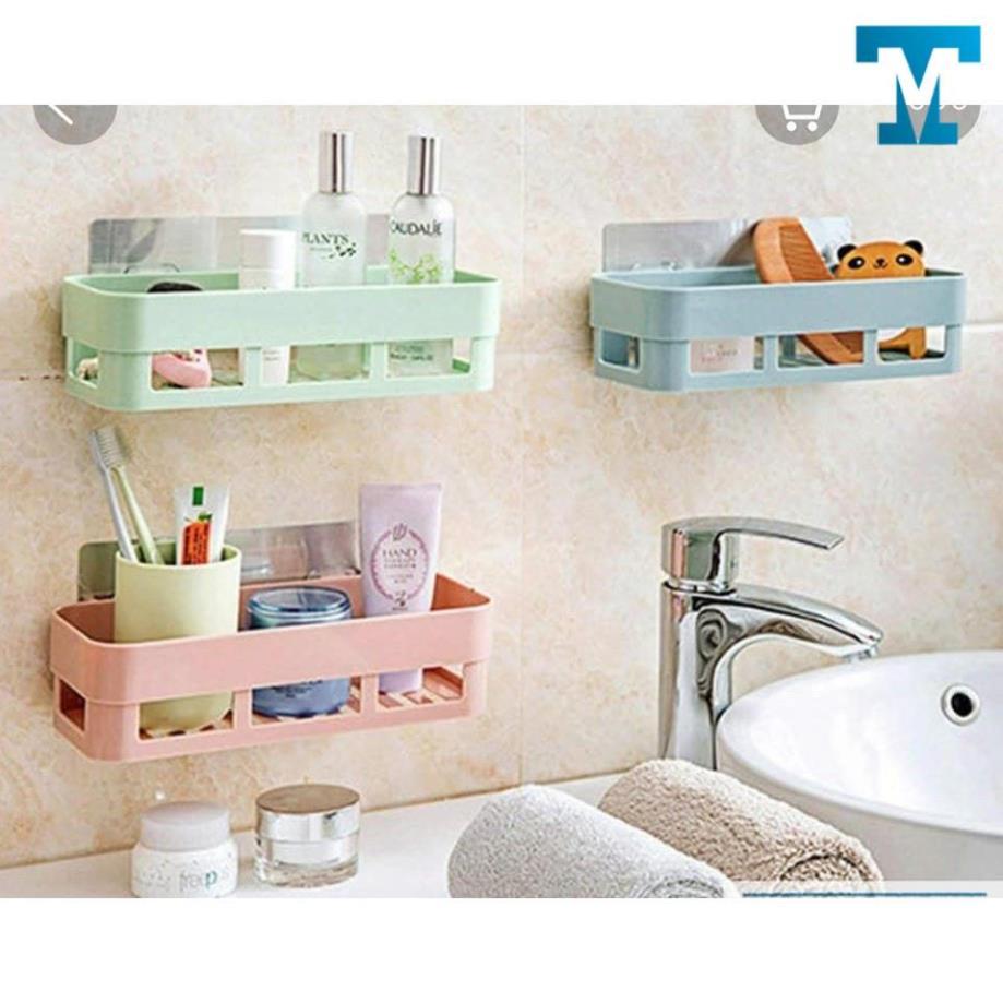 Khay Kệ Nhựa Chữ Nhật Dán Tường Để Đồ Nhà Bếp Nhà Tắm