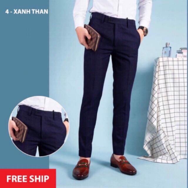 Quần Âu Nam Vải Cotton Co Giản 4 Chiều