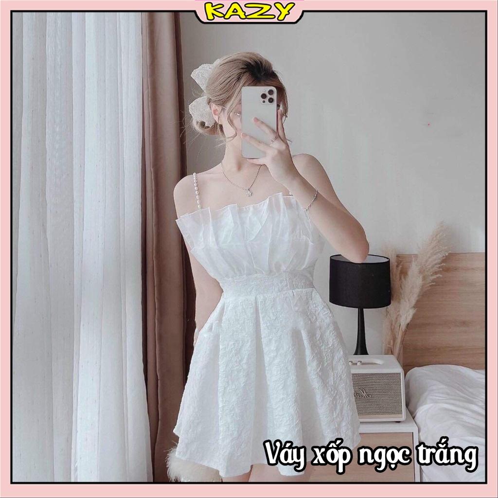 Váy xốp hai dây ngọc siêu sang chảnh KAZY STORE V034