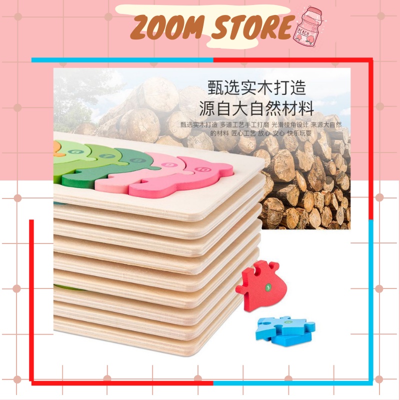 Đồ chơi gỗ trí tuệ tranh ghép nối 10 số ghép chất lượng cho bé ZoomStore