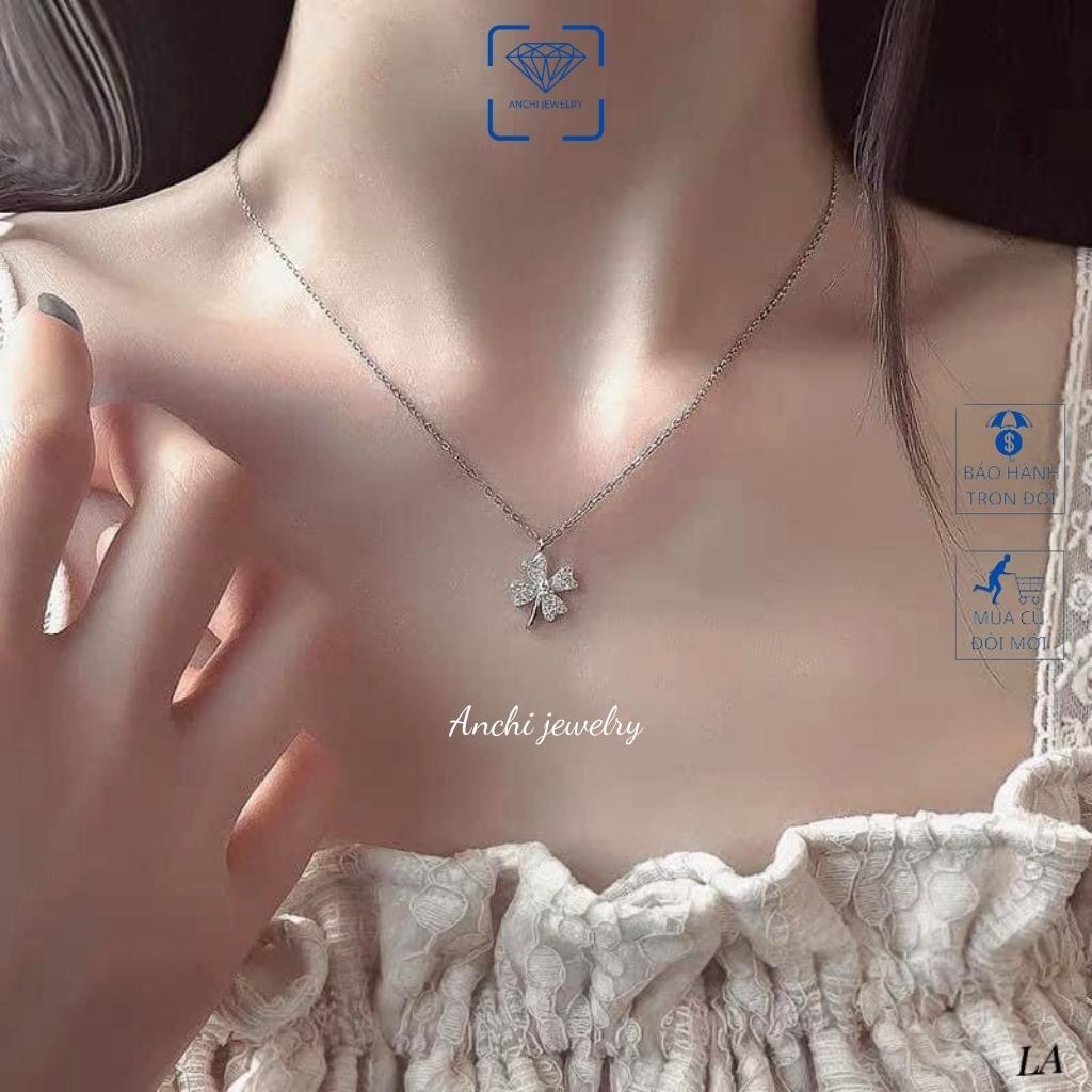 Vòng cổ cỏ 4 lá nữ bạc nguyên chất đeo không đen - Anchi jewelry, quà 8 3