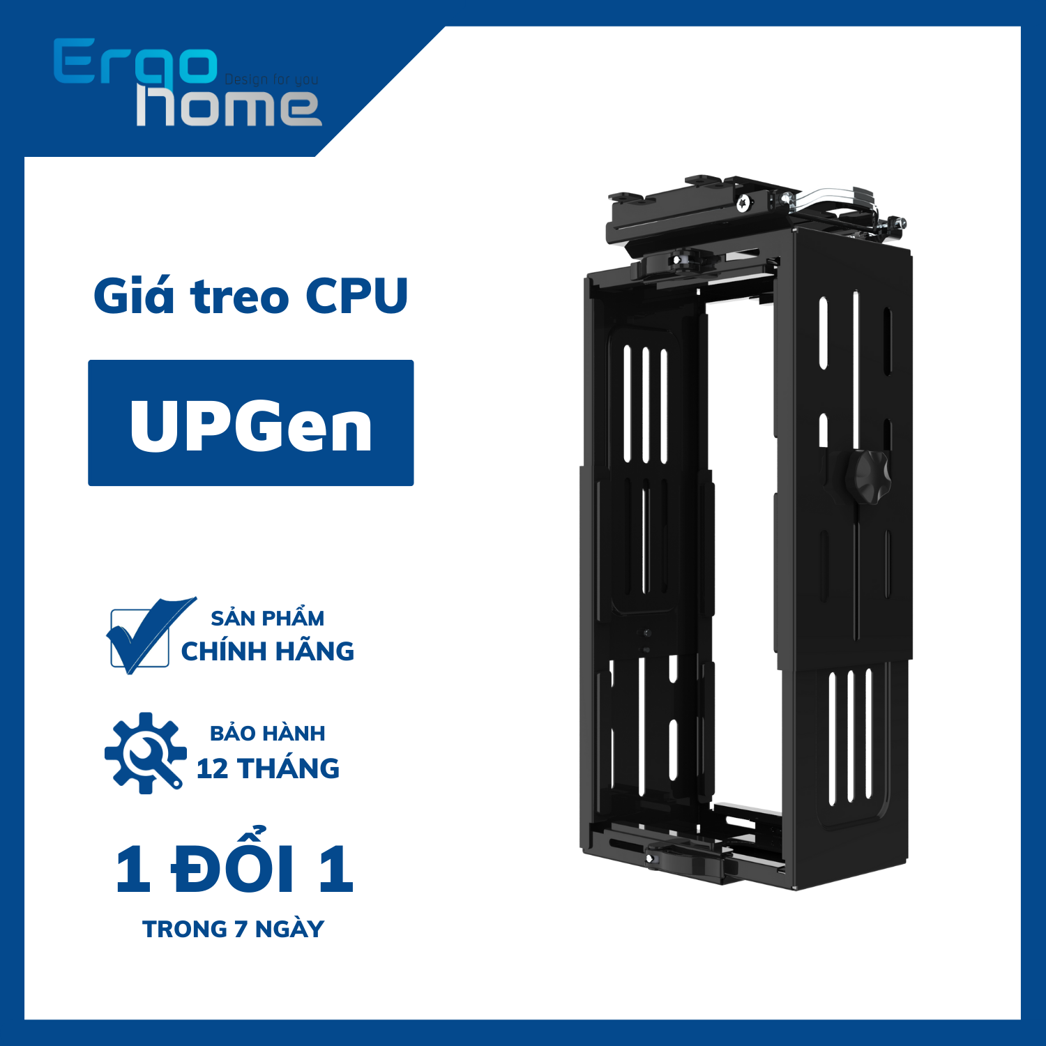 Kệ Treo CPU Gắn Bàn, Giá treo CPU UPGEN Thế Hệ Mới Xoay 360 Độ, Tải Trọng 15kg, Điều Chỉnh Đa Chiều ERGOHOME