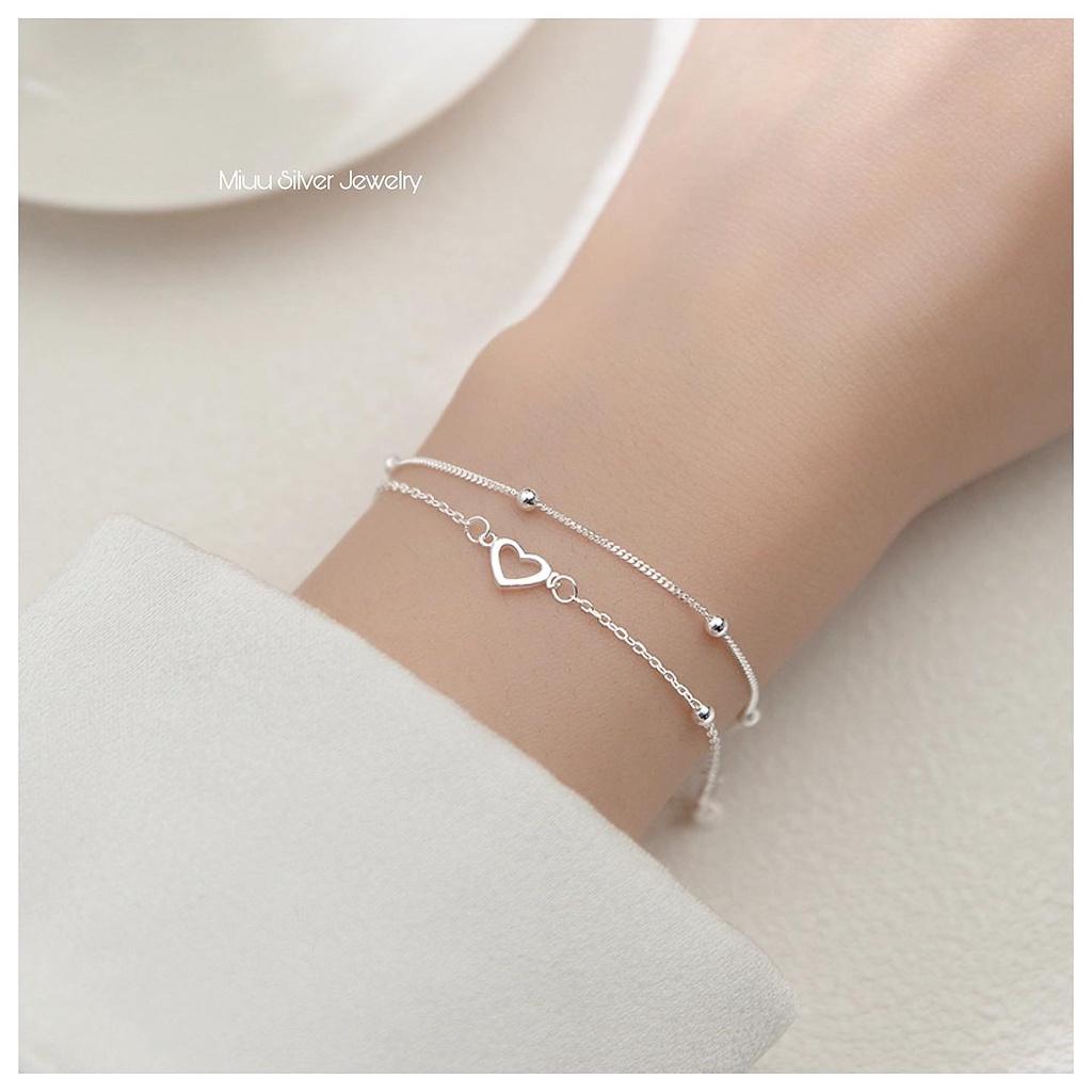 Lắc tay bạc Miuu Silver, vòng tay nữ trái tim Eternity Heart