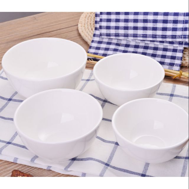 Bộ 10 Chén Sứ Trắng Trơn - Tráng Men Cao Cấp - Chén Sứ, Chén Cơm, Bát Ăn Cơm