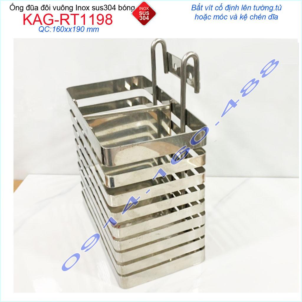 Ống đũa đôi vuông KAG-RT1198 Inox 304, ống đũa nhà bếp ống đũa vuông đôi SUS304 dập khuôn thiết kế đẹp sử dụng tốt