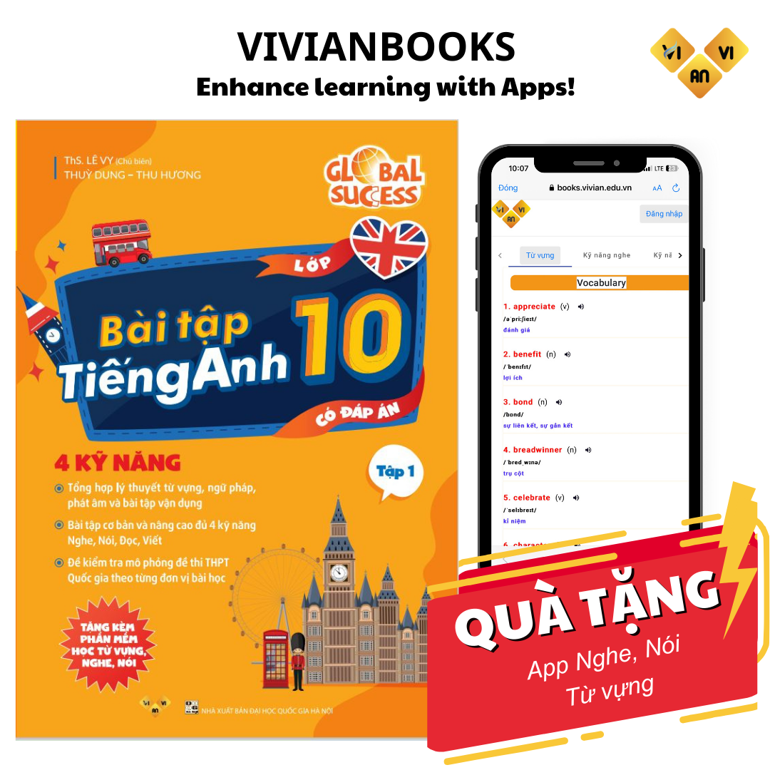 Global Success - Bài tập tiếng Anh lớp 10, 4 kỹ năng (Có đáp án) – Tập 1 – ThS Lê Vy Vivian