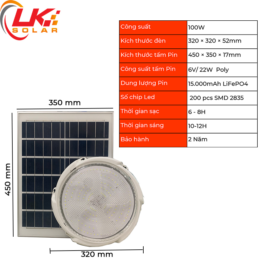 Đèn Led Ốp Trần Năng Lượng Mặt Trời Siêu Sáng 100W CHÍNH HÃNG- LK SOLAR XDD-77100, Sử dụng 100% năng lượng mặt trời, dễ dàng lắp đặt ngoài ban công, phòng khách, phòng ngủ, cảm biến ánh sáng, có remote điều khiển từ xa