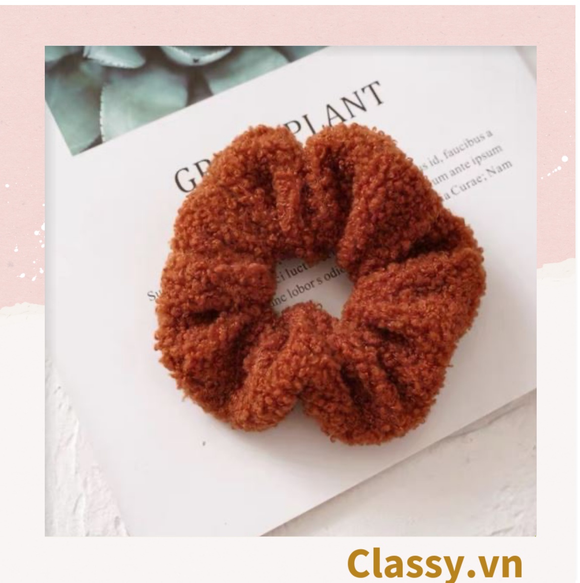 Dây cột tóc vải Scrunchies lông cừu bền chắc PK219