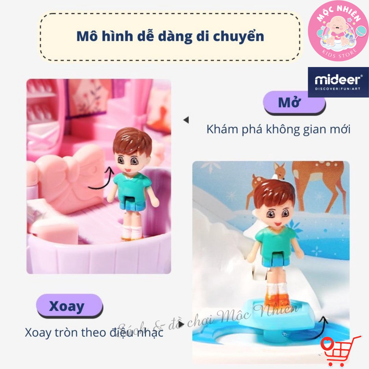 Nhà búp bê mini có âm thanh - Mideer Magic Dollhouse - Mô hình ngôi nhà kẹo ngọt cho bé gái 2 3 4 5 tuổi