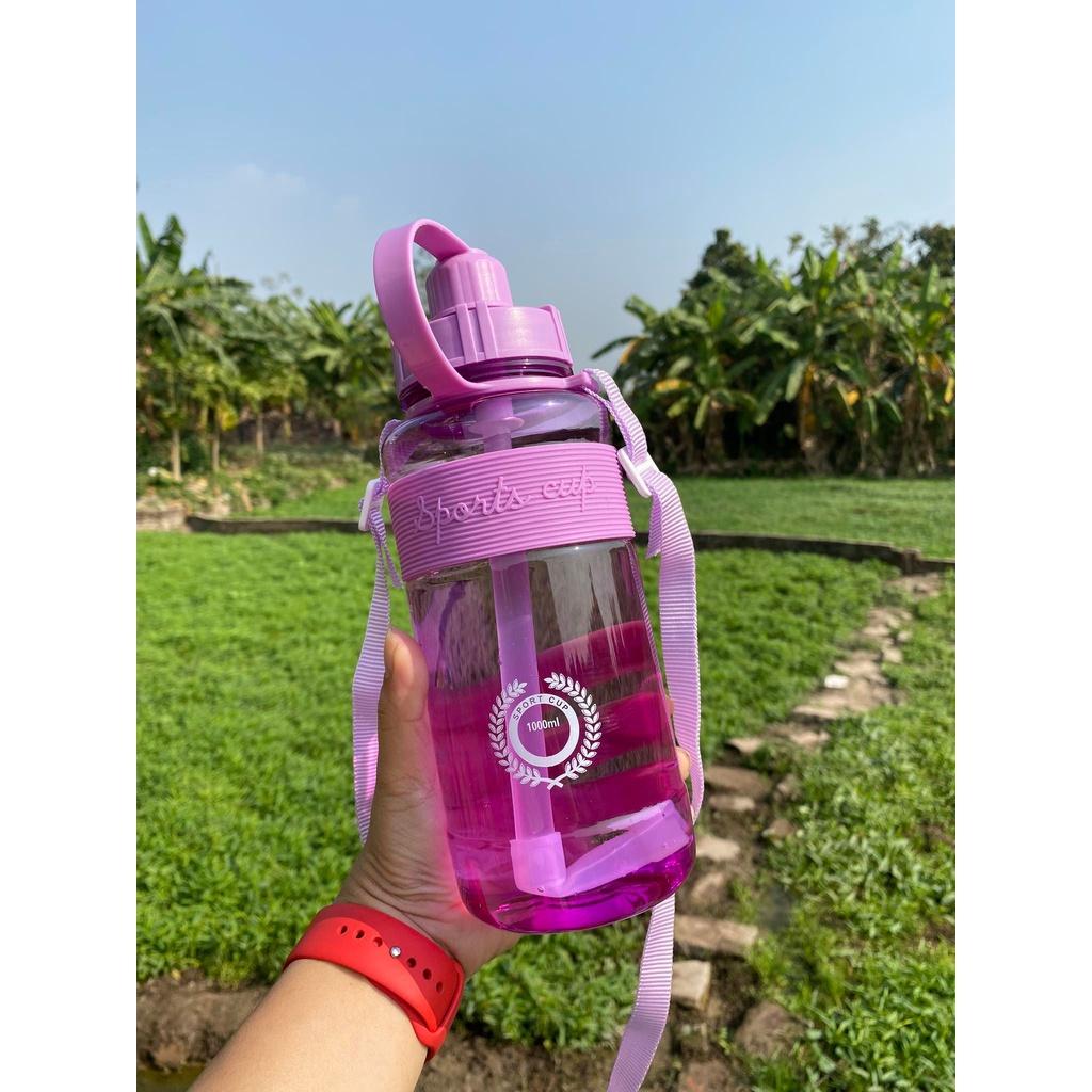 Bình Đựng Nước Sports Cup Phong Cách Thể Thao Có Ống Hút Và Dây Đeo Tiện Lợi dễ sử dụng- htshop_1