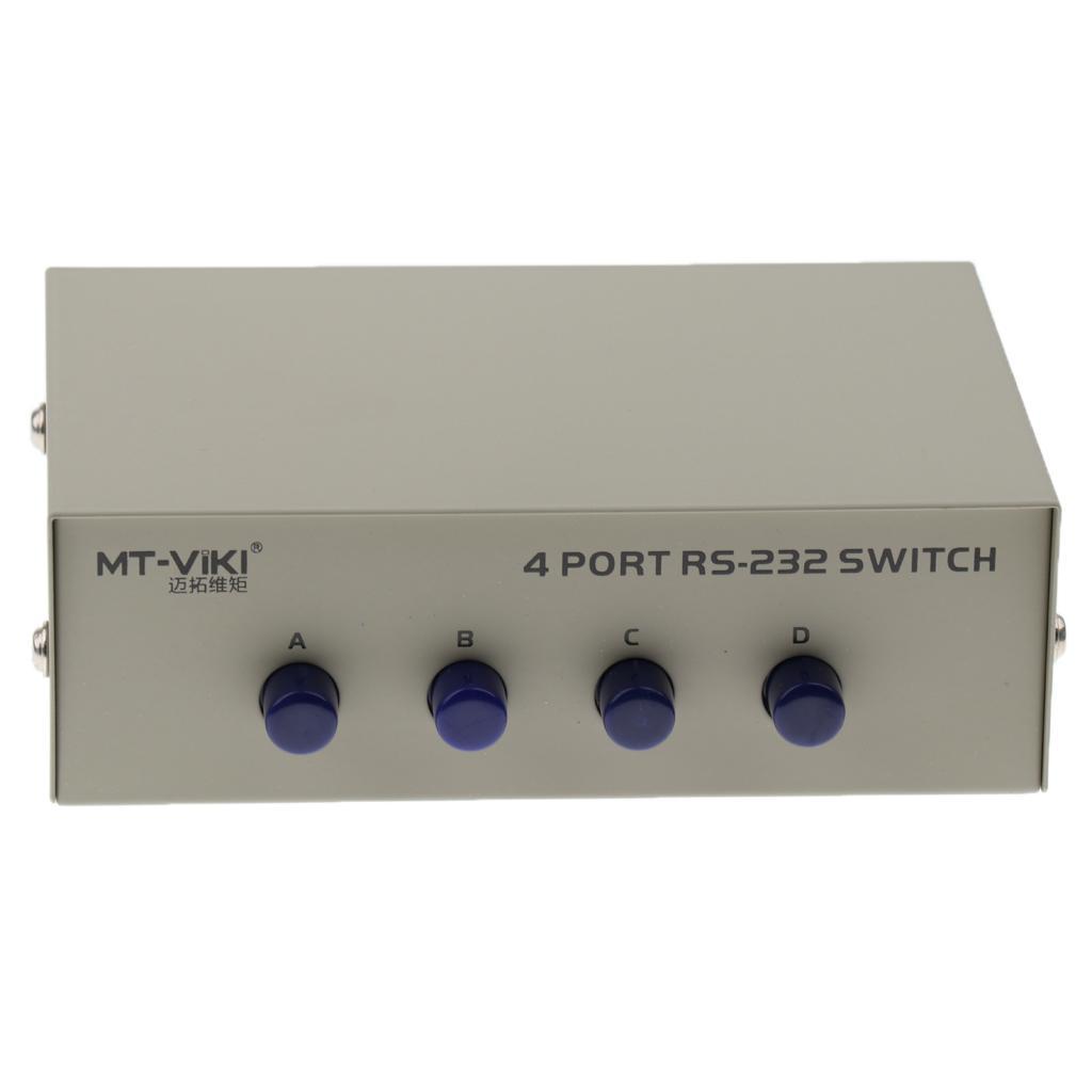 Metal Case 4 Port Manual RS-232 Switch for PC Sharing to Serial Device