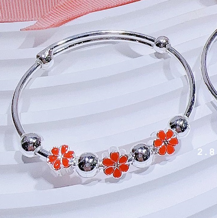 Lắc tay trẻ em mặt cỏ 4 lá chất liệu bạc ta MS95c