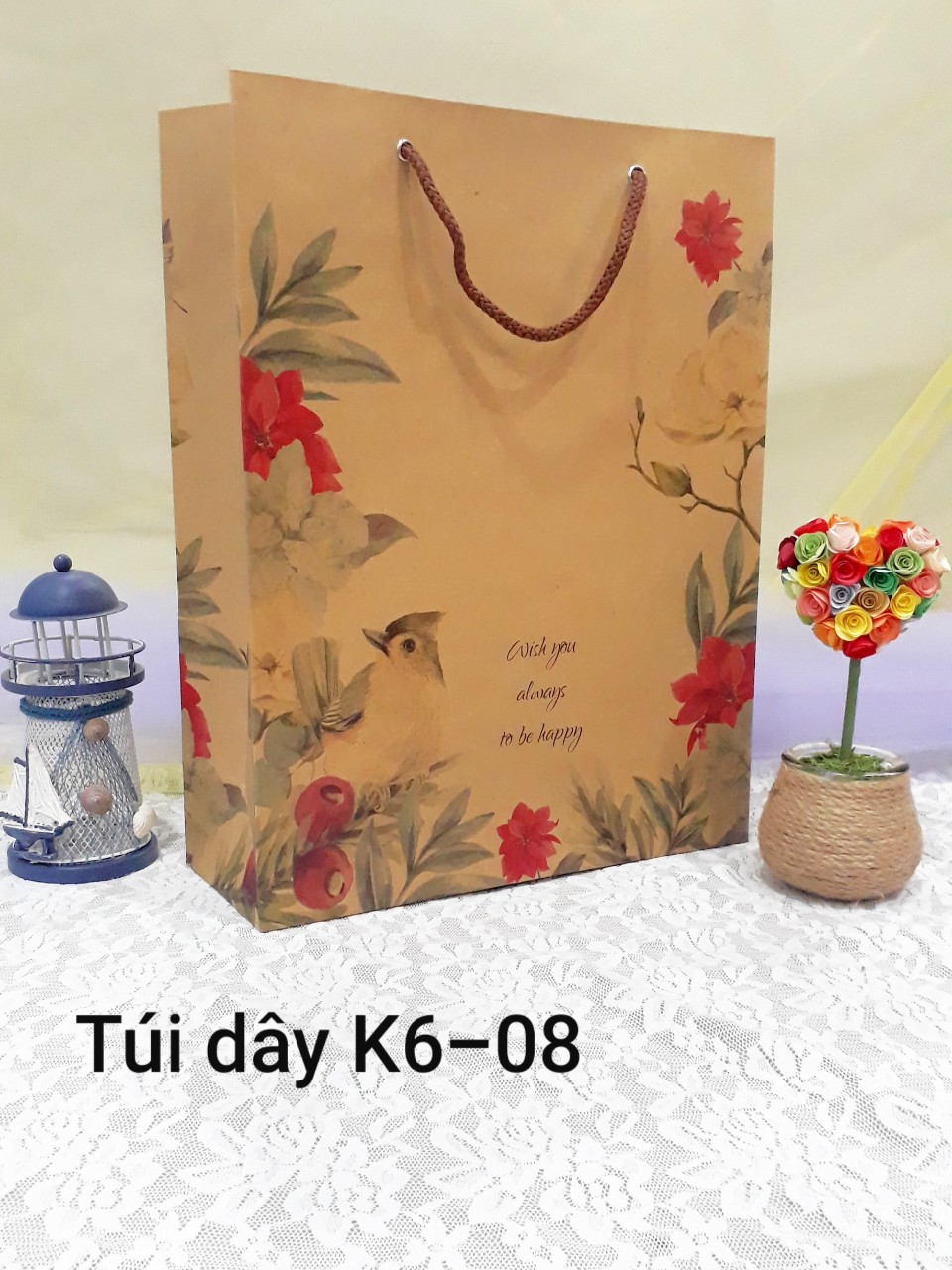 Sét 5 túi giấy kraft đựng quà cao cấp size 18x16x8cm