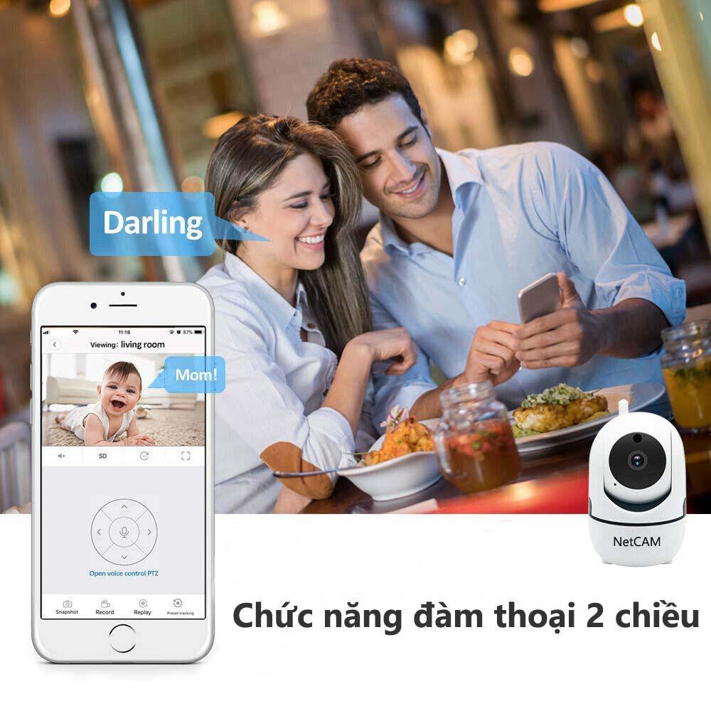 Camera IP WiFi NetCAM NR02 trong nhà, độ phân giải 2MP, Quay quét 360 độ, Đàm thoại 2 chiều, Theo dõi chuyển động - Hàng chính hãng