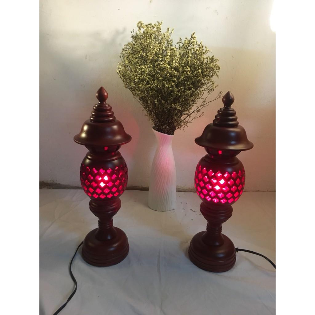 BỘ ĐÈN THỜ PHONG THỦY GỖ HƯƠNG CAO CẤP SIZE 48CM