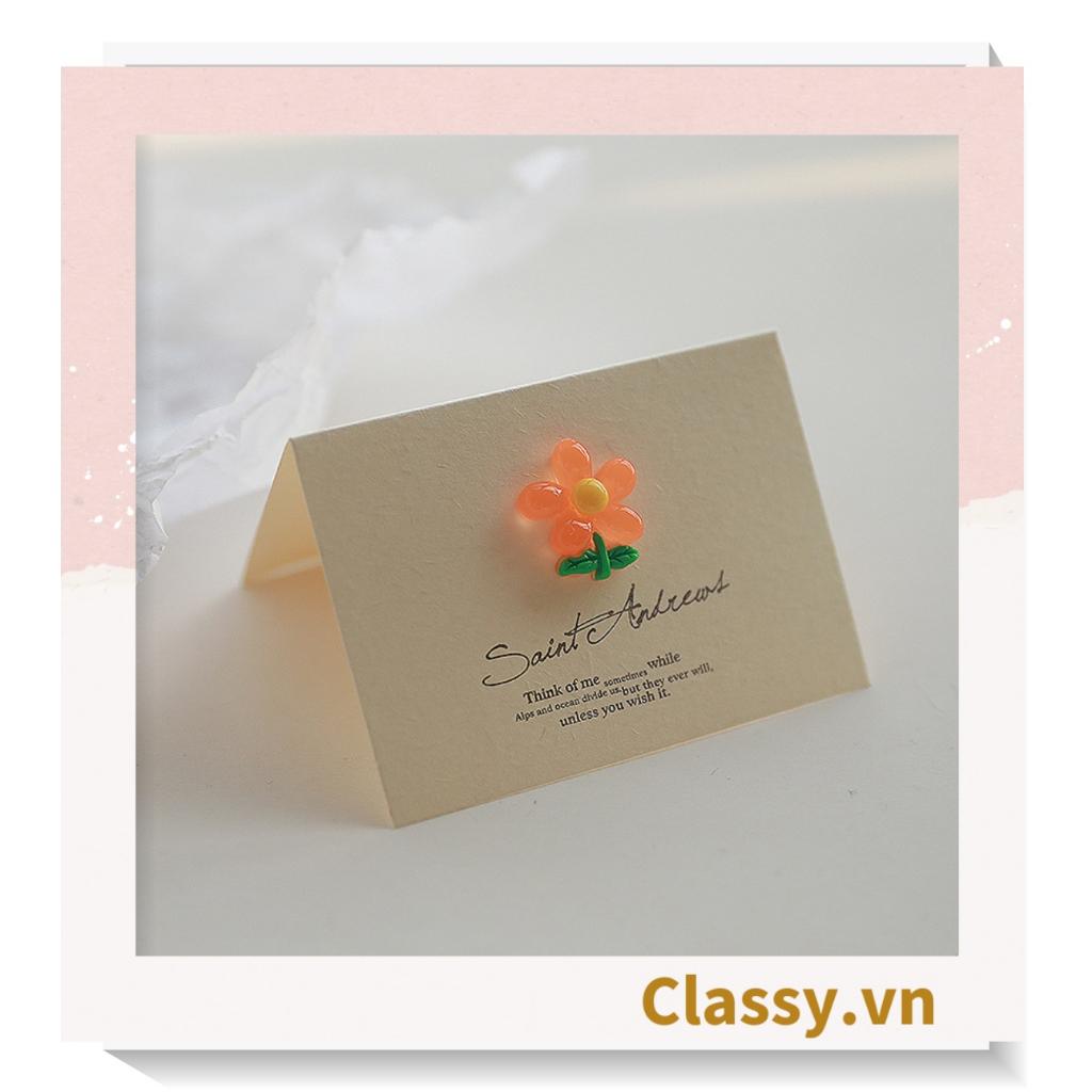 Thiệp chúc mừng Classy , thiệp đính hoa nhựa đẹp tinh tế, quà tặng sinh nhật, lễ hội Q1496