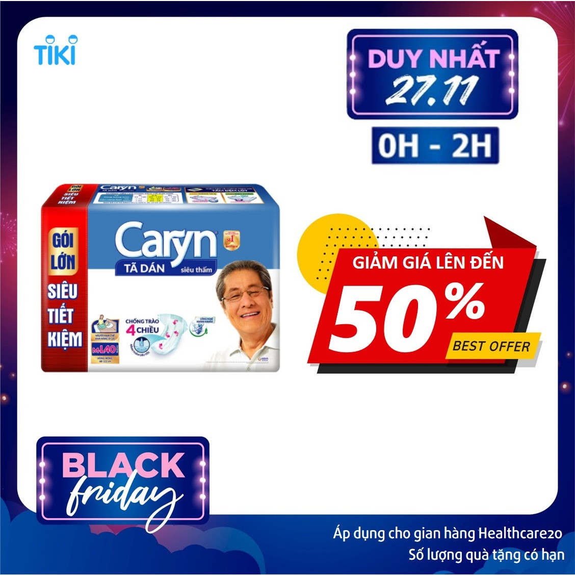 Tã Dán Siêu Thấm Caryn Gói Siêu Tiết Kiệm L40
