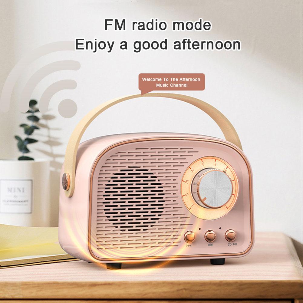 Cổ điển thời trang cũ retro bluetooth 5.0 loa máy nghe nhạc không dây di động di động loa cổ điển cổ điển âm thanh âm thanh nổi trang trí Color: Pink