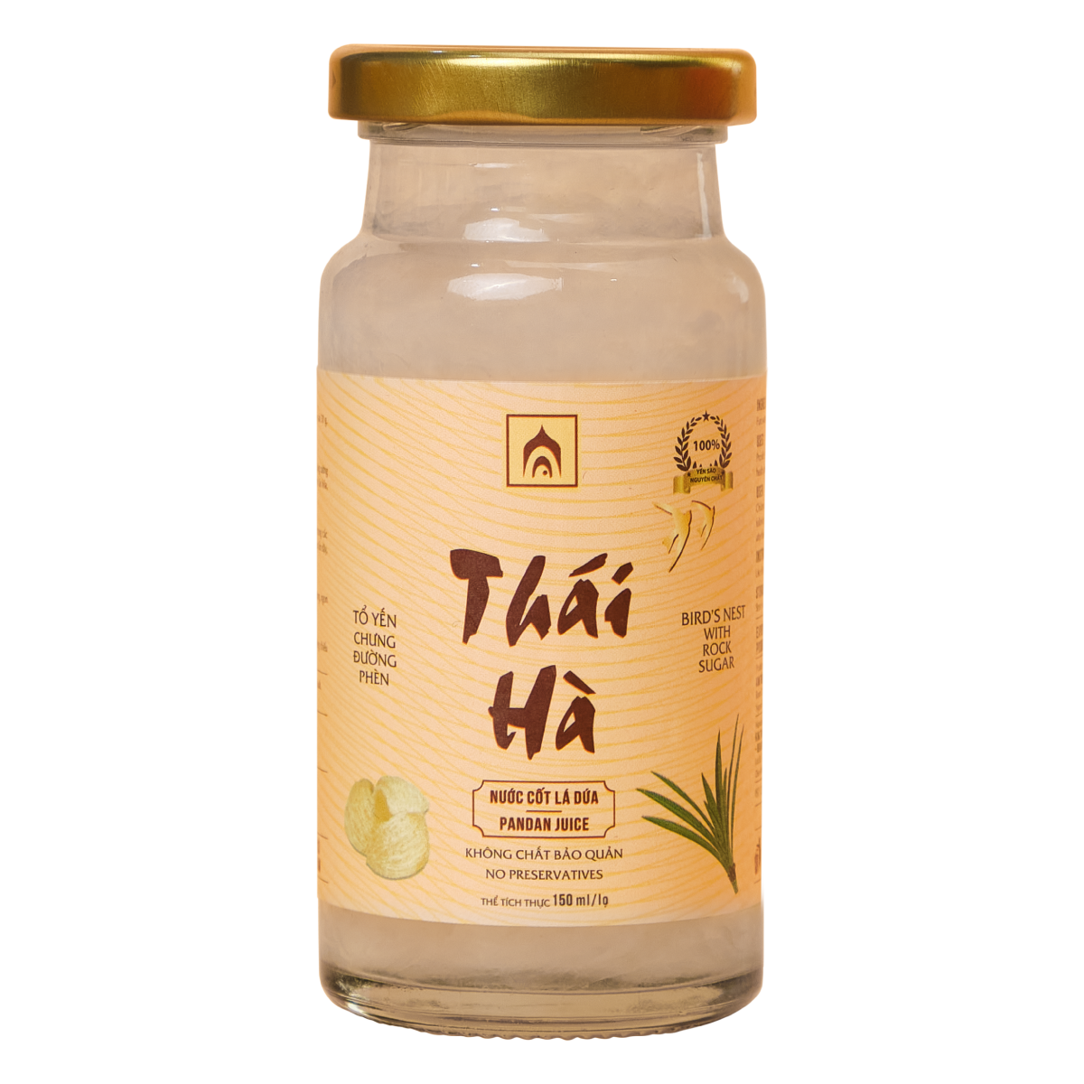 Nước Yến Chưng Sẵn Thái Hà - Vị Lá Dứa - Hộp 1 Lọ 150ml - Tổ Yến Chưng Đường Phèn - Nhà Yến Nha Trang - Thương Hiệu Uy Tín - Đặc Sản Yến Sào Khánh Hòa