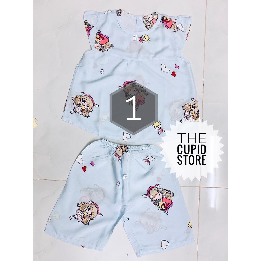 Đồ bộ chất liệu tole lanh 2 da loại 1 cho bé gái từ 3-5 kg - The Cupid Store
