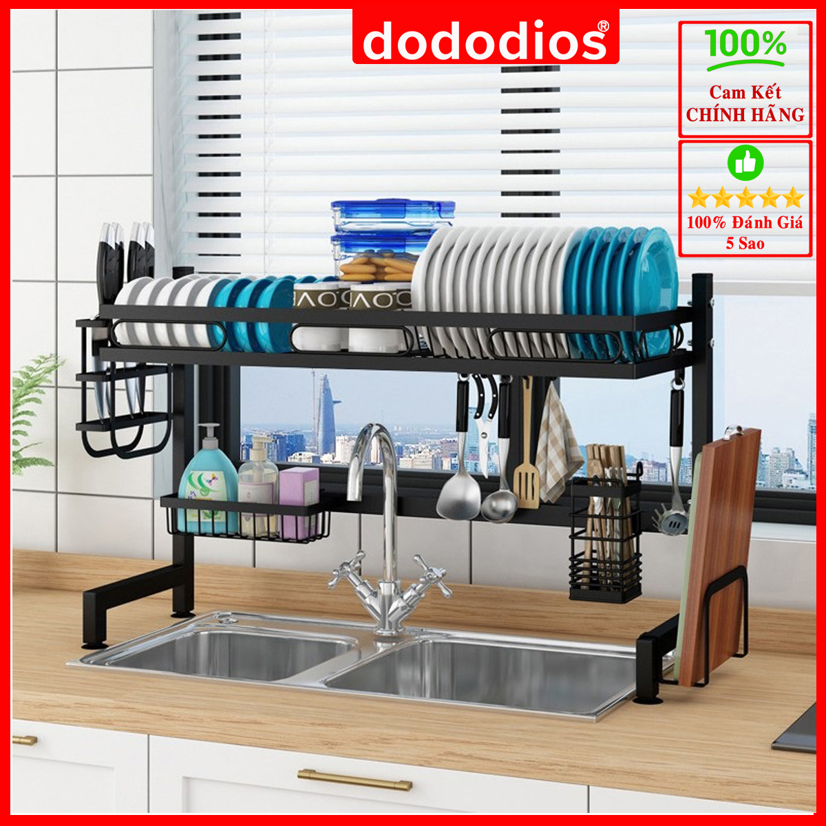 Bộ Kệ Để Bát Thông Minh, Giá Kệ Để Chén Bát Đũa Đa Năng Chọn Cỡ – Lõi Thép Carbon Không Gỉ - Phủ Sơn Tĩnh Điện Cao Cấp Siêu Bền – Chống Bám Bụi Cao Cấp Chính Hãng Dododios