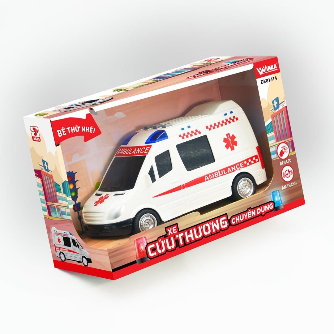 Đồ Chơi DUKA: Ô Tô Xe Cảnh Sát/Xe Cứu Thương/Xe Vệ Sinh Môi Trường Kết Hợp Ánh Sáng Và Âm Thanh