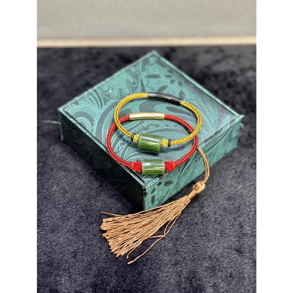 Vòng tay lu thống ngọc bích dây cước kim loại Minh Tâm Jewelry