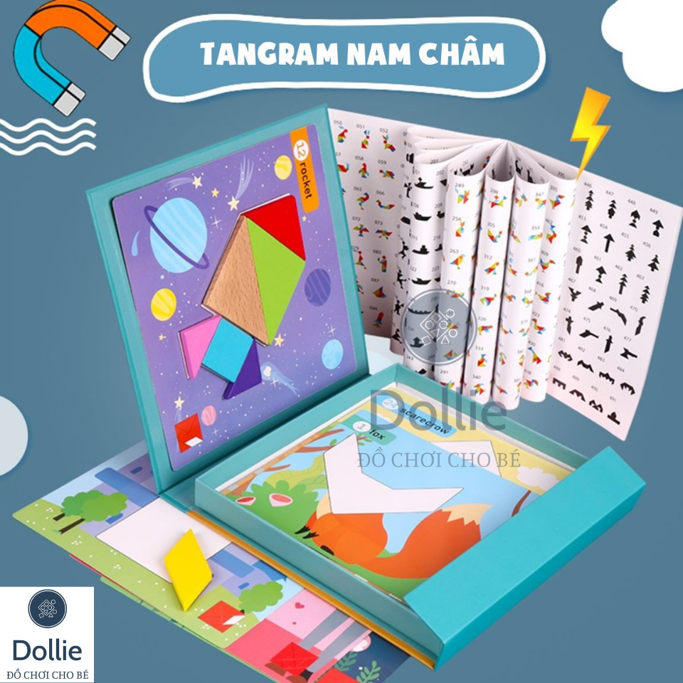 ĐỒ CHƠI TANGRAM CẦM TAY CHO BÉ LUYỆN TƯ DUY HÌNH ẢNH