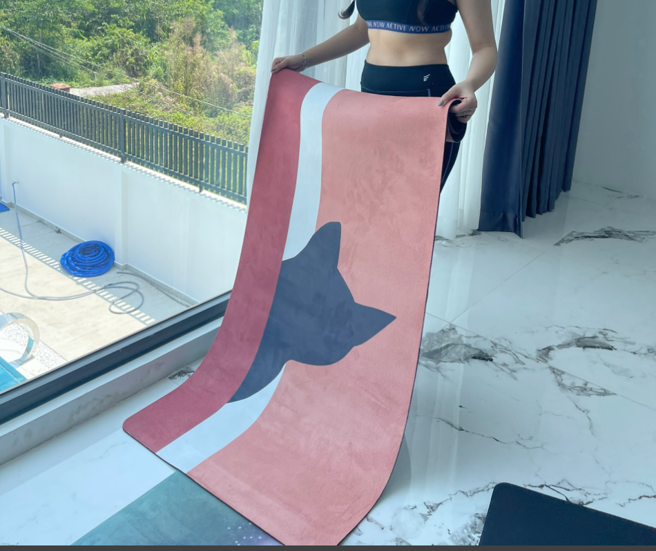 Thảm yoga Mikie Mat Suede Natural Yoga Mat Vải Da Lộn Cao su tự nhiên thấm hút mồ hôi Hoạ tiết Mèo (Cat lover)