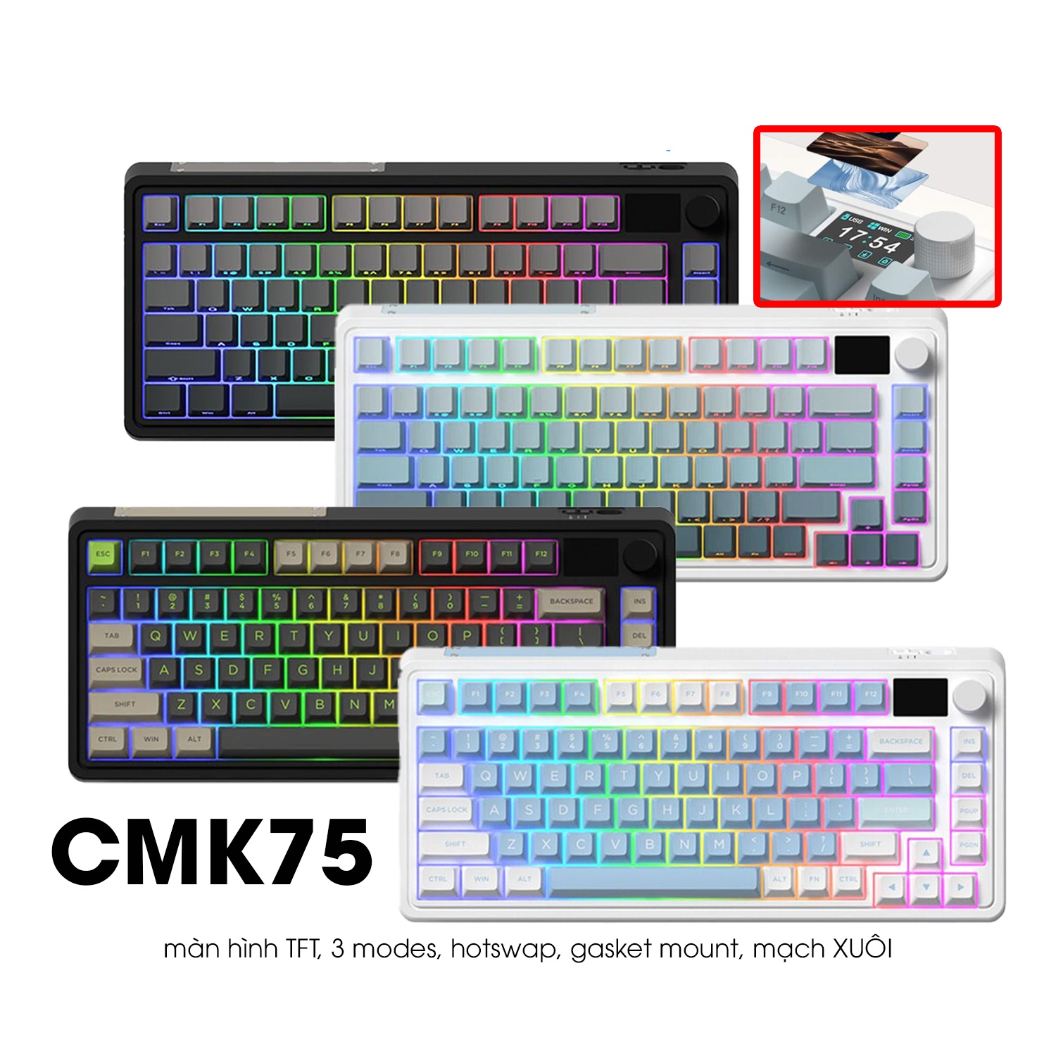 Bàn phím FL·Esports CMK75SAM Lake Placid Blue/Desert Grey_Mới, hàng chính hãng